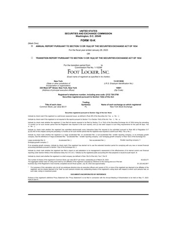 Thumbnail Foot Locker
 10-K Annual Report 2022