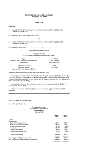 Thumbnail Tredegar 10-Q Quarterly Report FY 