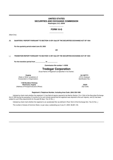 Thumbnail Tredegar 10-Q Quarterly Report FY 