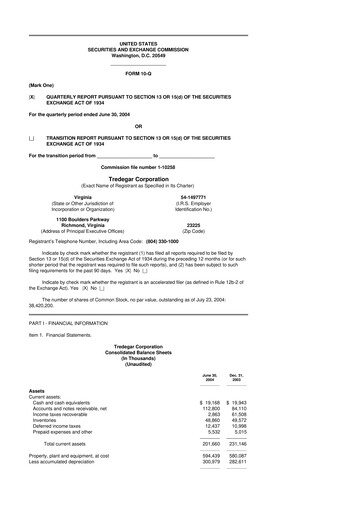Thumbnail Tredegar 10-Q Quarterly Report FY 