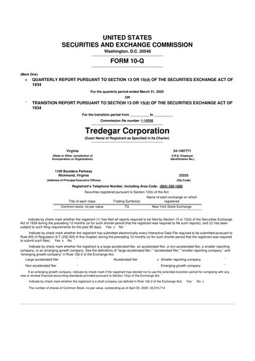 Thumbnail Tredegar 10-Q Quarterly Report FY2020 