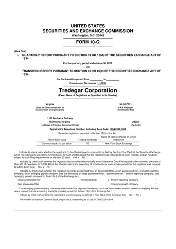 Thumbnail Tredegar 10-Q Quarterly Report FY2020 