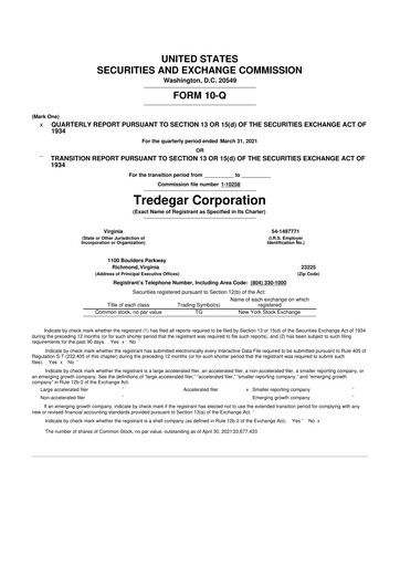 Thumbnail Tredegar 10-Q Quarterly Report FY2021 