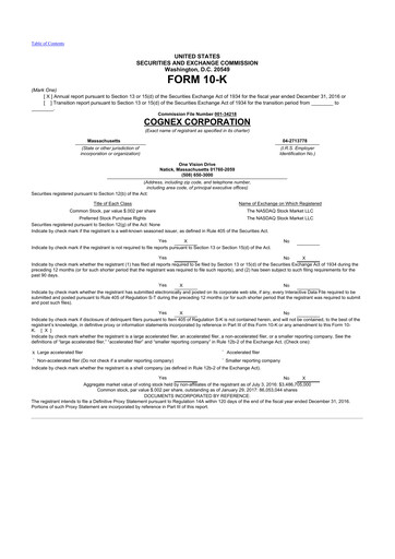 Thumbnail Cognex 10-K Annual Report 2016