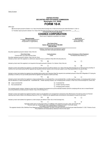 Thumbnail Cognex 10-K Annual Report 2021