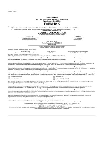 Thumbnail Cognex 10-K Annual Report 2022