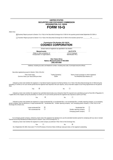 Thumbnail Cognex 10-Q Quarterly Report FY2024 