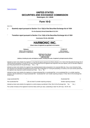 Thumbnail Harmonic Inc. 10-Q Quarterly Report FY2014 