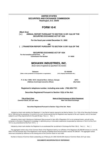 Thumbnail Mohawk Industries
 10-K Annual Report 