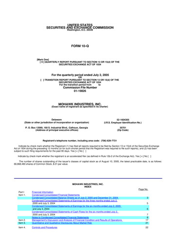 Thumbnail Mohawk Industries
 10-Q Quarterly Report FY 