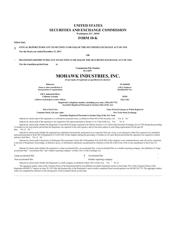 Thumbnail Mohawk Industries
 10-K Annual Report 2013