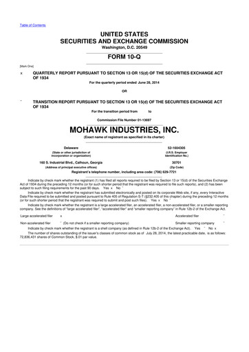 Thumbnail Mohawk Industries
 10-Q Quarterly Report FY2014 