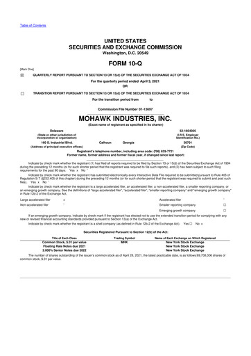 Thumbnail Mohawk Industries
 10-Q Quarterly Report FY2021 