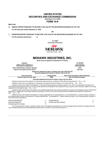 Thumbnail Mohawk Industries
 10-K Annual Report 2025