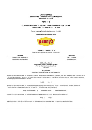 Thumbnail Denny's
 10-Q Quarterly Report FY 