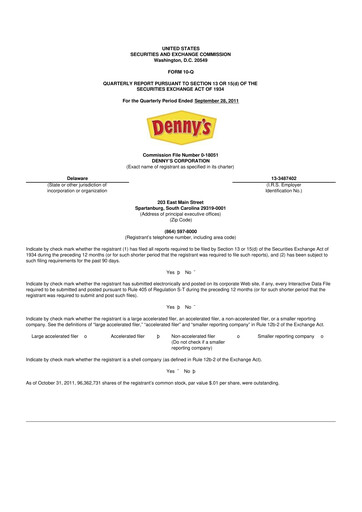 Thumbnail Denny's
 10-Q Quarterly Report FY2011 