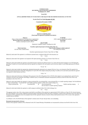 Thumbnail Denny's
 10-K Annual Report 2011