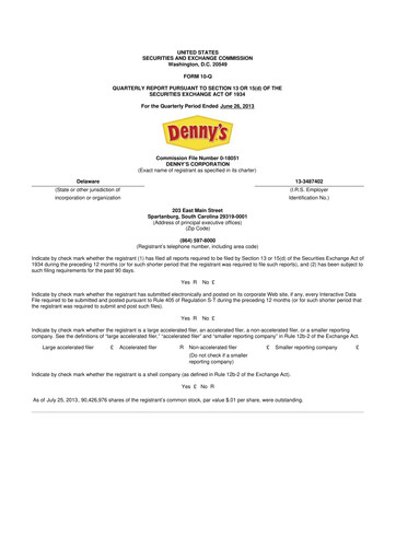 Thumbnail Denny's
 10-Q Quarterly Report FY2013 