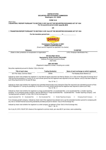 Thumbnail Denny's
 10-Q Quarterly Report FY2019 