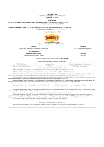 Thumbnail Denny's
 10-K Annual Report 2019