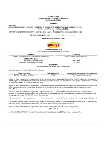 Thumbnail Denny's
 10-Q Quarterly Report FY2021 