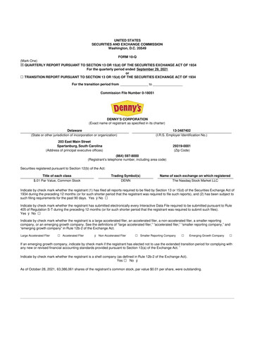 Thumbnail Denny's
 10-Q Quarterly Report FY2021 
