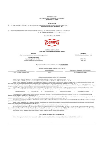 Thumbnail Denny's
 10-K Annual Report 2022