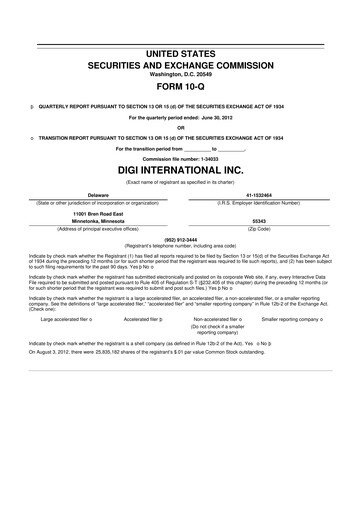 Thumbnail Digi International
 10-Q Quarterly Report FY2012 