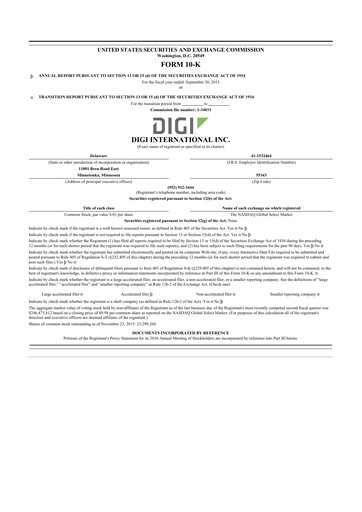 Thumbnail Digi International
 10-K Annual Report 2015