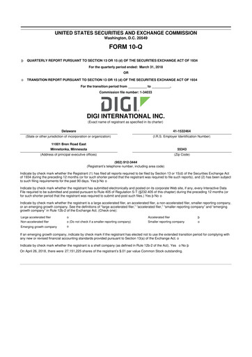 Thumbnail Digi International
 10-Q Quarterly Report FY2018 