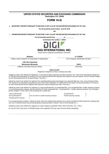 Thumbnail Digi International
 10-Q Quarterly Report FY2018 