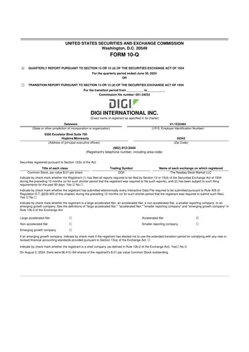 Thumbnail Digi International
 10-Q Quarterly Report FY2024 