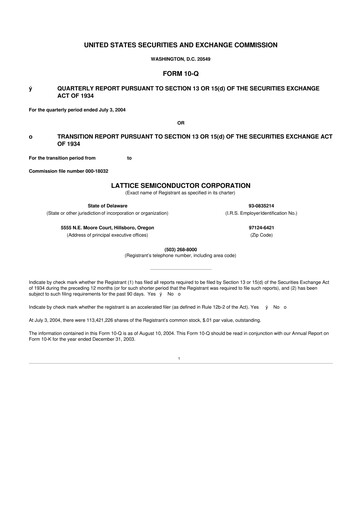 Vorschaubild Lattice Semiconductor 10-Q Quartalsbericht  