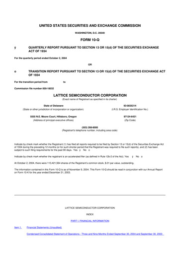 Vorschaubild Lattice Semiconductor 10-Q Quartalsbericht  