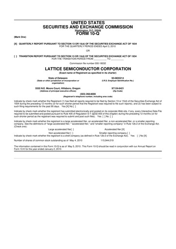 Vorschaubild Lattice Semiconductor 10-Q Quartalsbericht  
