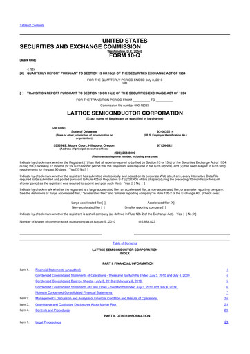 Vorschaubild Lattice Semiconductor 10-Q Quartalsbericht  
