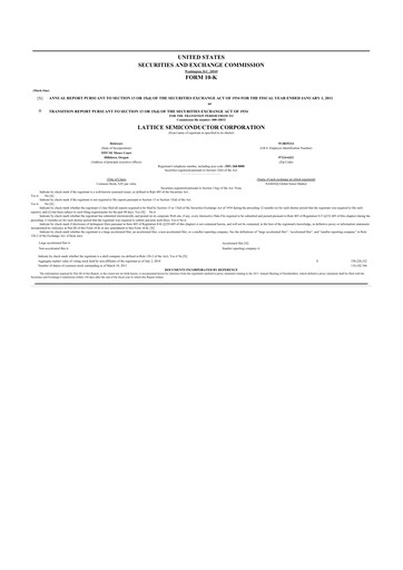 Thumbnail Lattice Semiconductor 10-K Annual Report 