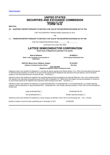 Vorschaubild Lattice Semiconductor 10-Q Quartalsbericht 2012 