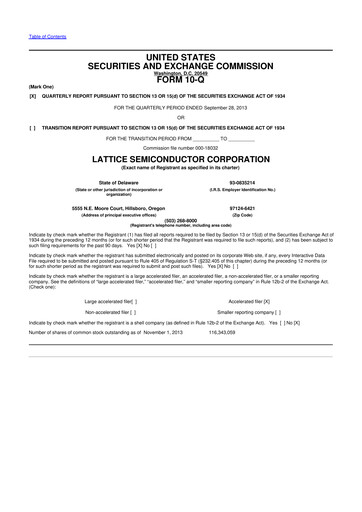 Vorschaubild Lattice Semiconductor 10-Q Quartalsbericht 2013 