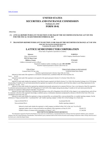 Thumbnail Lattice Semiconductor 10-K Annual Report 2013