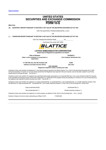Vorschaubild Lattice Semiconductor 10-Q Quartalsbericht 2015 