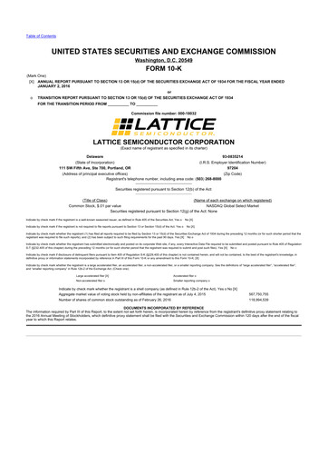 Thumbnail Lattice Semiconductor 10-K Annual Report 2014