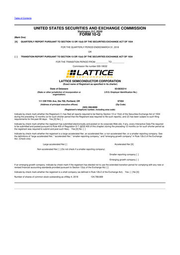 Vorschaubild Lattice Semiconductor 10-Q Quartalsbericht 2018 