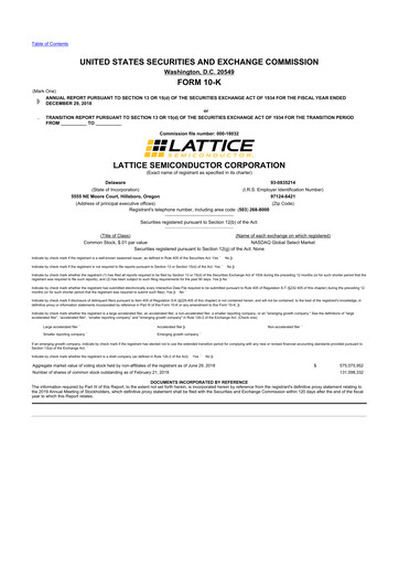 Thumbnail Lattice Semiconductor 10-K Annual Report 2018