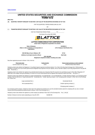 Vorschaubild Lattice Semiconductor 10-Q Quartalsbericht 2019 