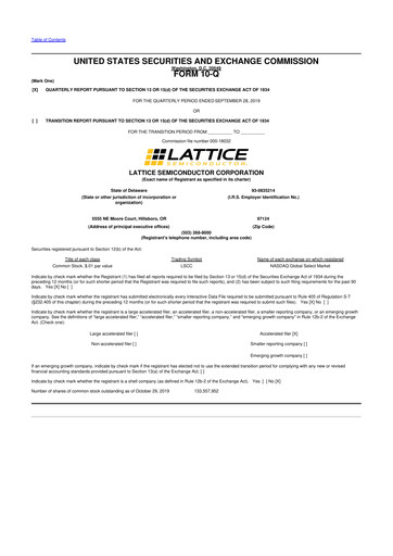Vorschaubild Lattice Semiconductor 10-Q Quartalsbericht 2019 