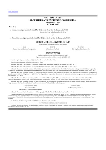 Thumbnail Merit Medical 10-K Annual Report 2011