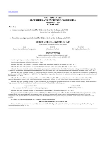 Thumbnail Merit Medical 10-K Annual Report 2013