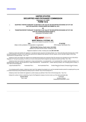 Thumbnail Merit Medical 10-Q Quarterly Report FY2018 