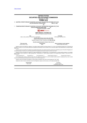 Thumbnail Merit Medical 10-Q Quarterly Report FY2020 